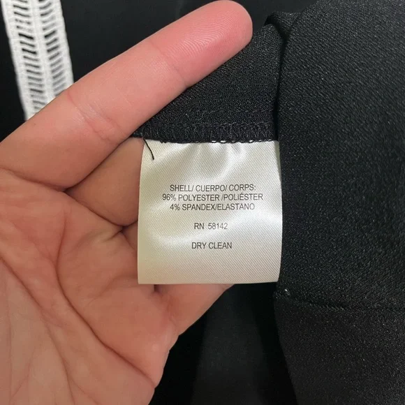 London Times Dress Black with White Accents V Neckline Work Dress Size 12P - Picture 9 of 9